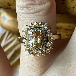 Natural Yellow Zircon Yellow Sapphire Sterling Silver Ring Size 6